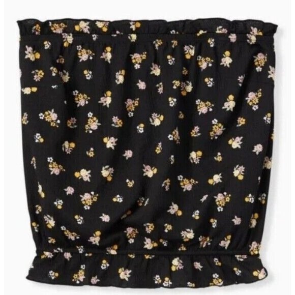 torrid Tops - Torrid Top Women 5X Black Strapless Floral Ruffle Feminine Summer Dainty Retro